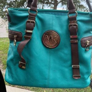 Michael Kors Turquoise and Chocolate Shoulder Bag